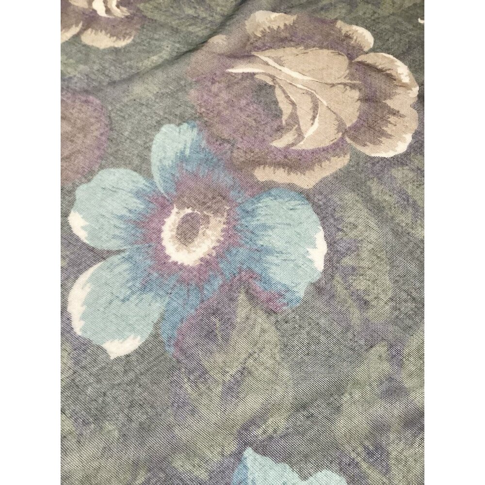KENZO PARIS Purple Green Floral Cotton Veiled Scarf M.In Japan 44" - 42´´ E.C - Picture 6 of 10